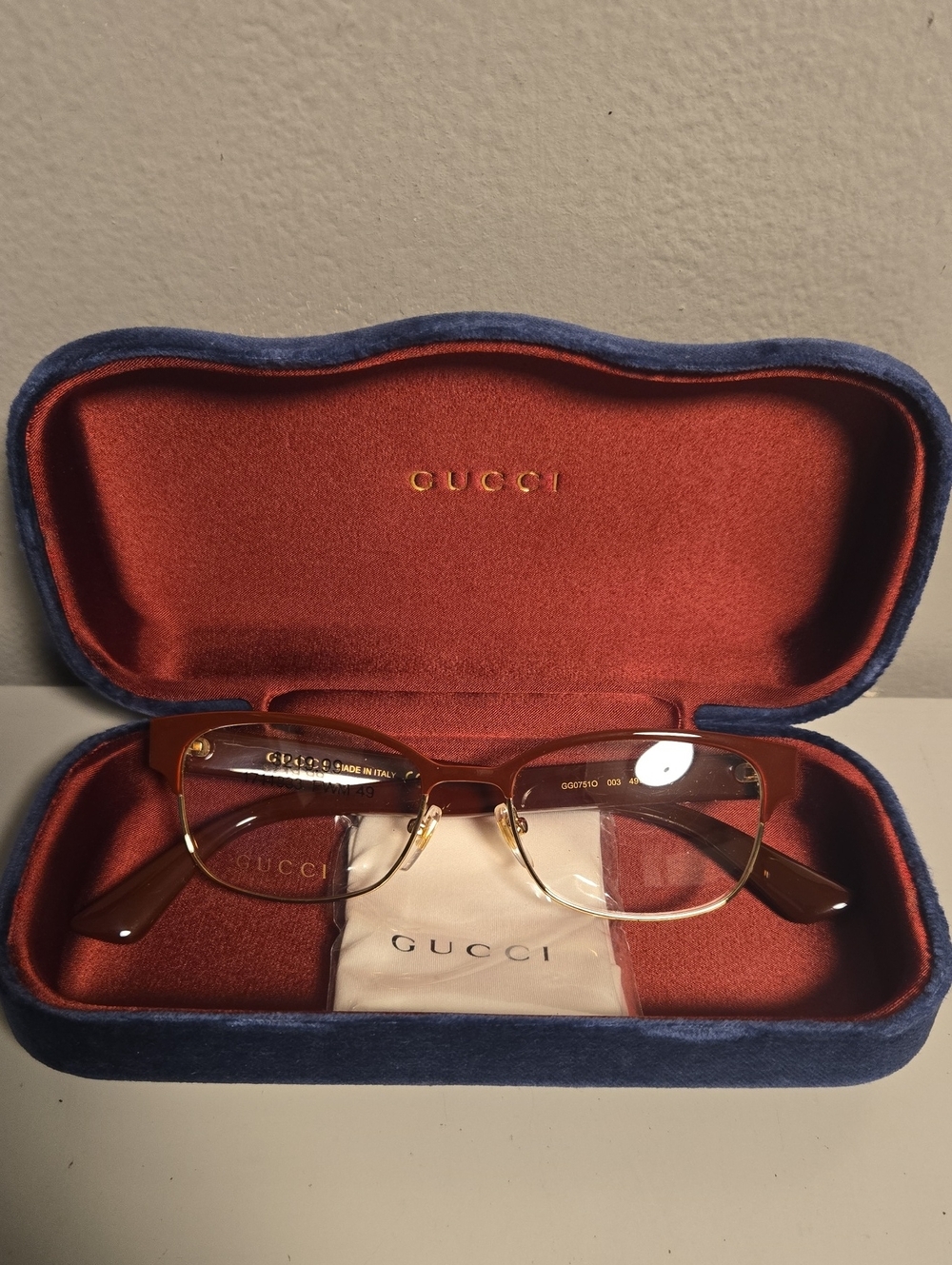 Gucci Brown and Gold Women's Eyeglasses with Gucci Case